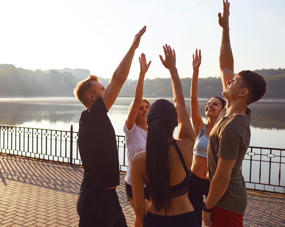 group of people in activewear