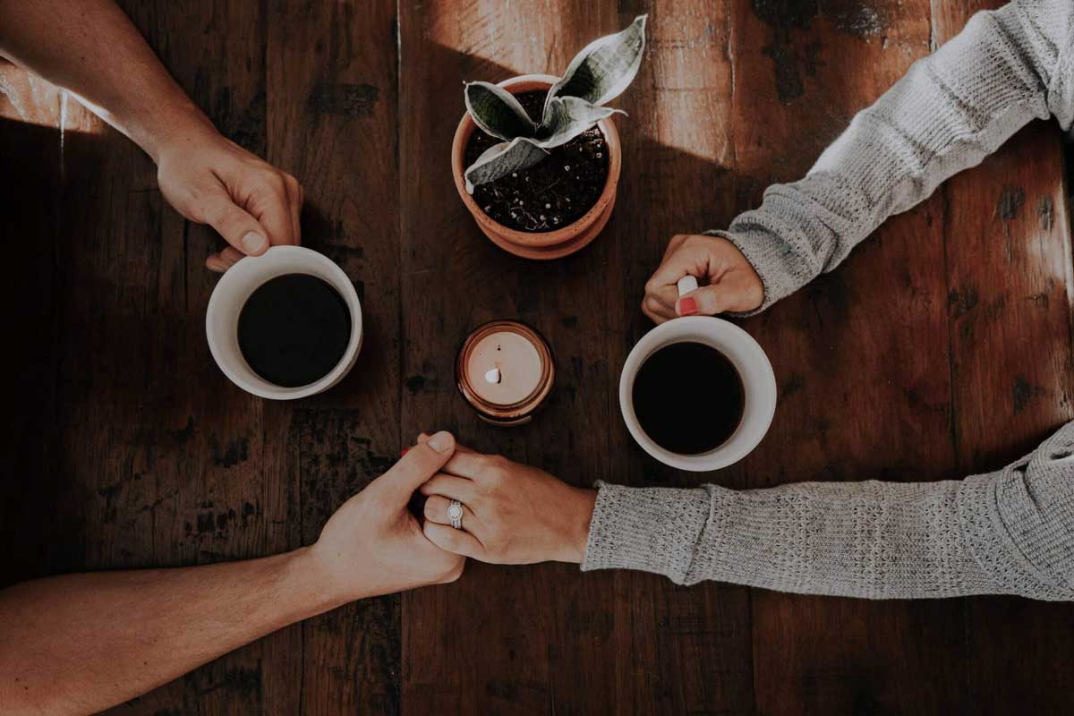 couple having coffee at a table